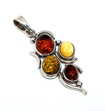 Load image into Gallery viewer, Amber pendant with green, milk and cognac (925)