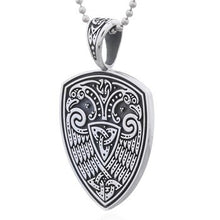 Indlæs billede til gallerivisning Vedhæng skjold med ravne i sterlingsølv (925)