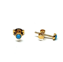 Load image into Gallery viewer, Stud earrings 2.5 mm with turquoise in sterling silver (925)