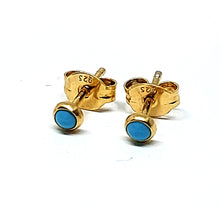 Load image into Gallery viewer, Stud earrings 2.5 mm with turquoise in sterling silver (925)