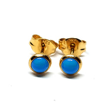 Load image into Gallery viewer, Stud earrings 4 mm with turquoise in sterling silver (925)