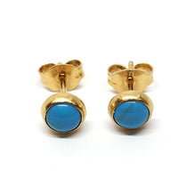 Load image into Gallery viewer, Stud earrings 6 mm with turquoise in sterling silver (925)