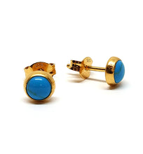 Load image into Gallery viewer, Stud earrings 6 mm with turquoise in sterling silver (925)