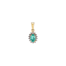 Load image into Gallery viewer, 14 kt. gold emerald and diamonds pendant (585)