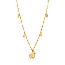 Indlæs billede til gallerivisning Marguerit armbånd med blade 24 kt. FG hvid Emalje (925)