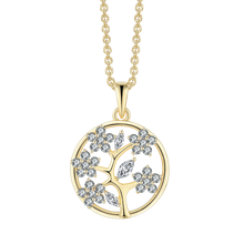 Indlæs billede til gallerivisning Halskæde med livets træ vedh. med synt. zirkonia i sterlingsølv (925)