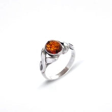 Load image into Gallery viewer, Ring with amber Celtic look in sterling silver (925)
