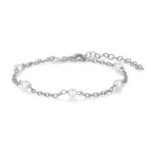 Load image into Gallery viewer, Armbånd rhodineret kæde med ferskvandsperler (925)
