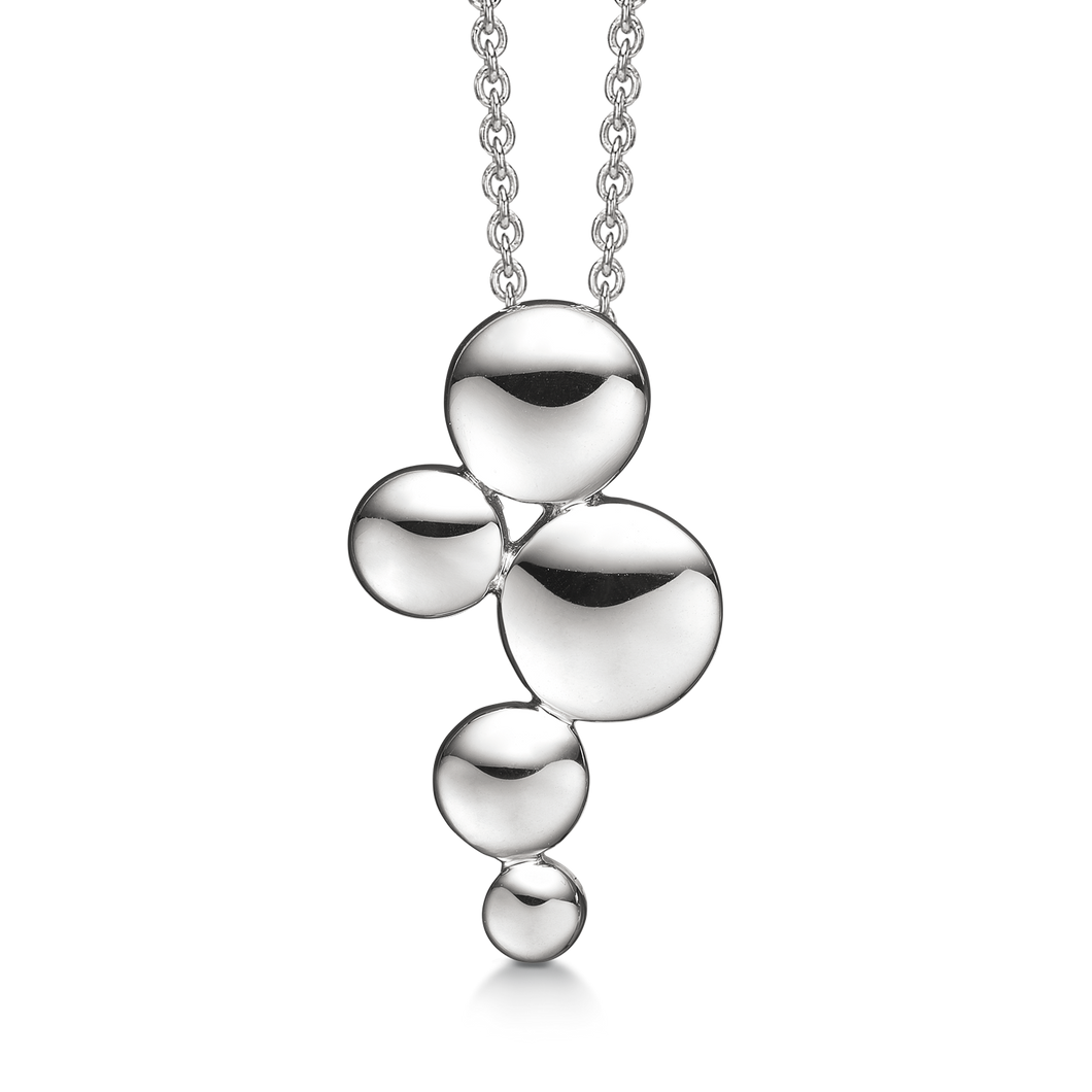 Necklace rhodium-plated matte oval with 3 synthetic cubic zirconia. (925)