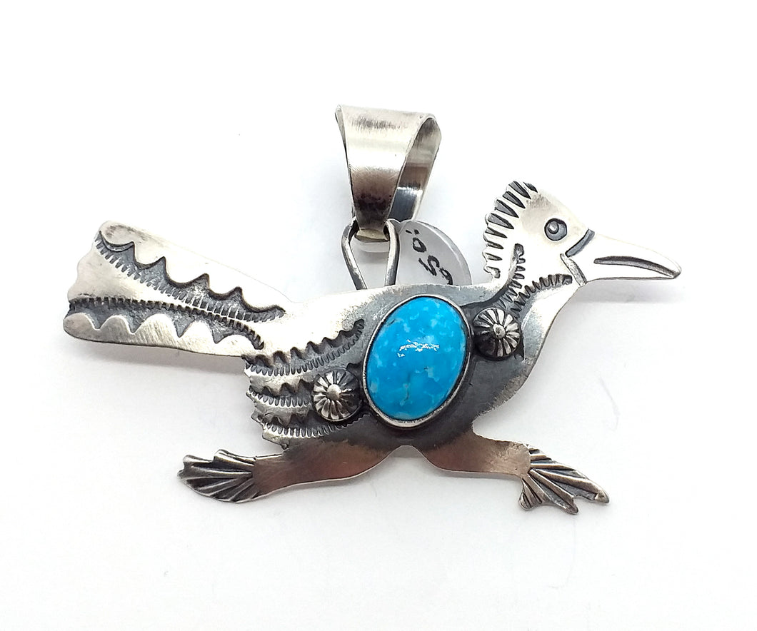 Navajo Pendant turquoise in oxidized sterling silver (925)