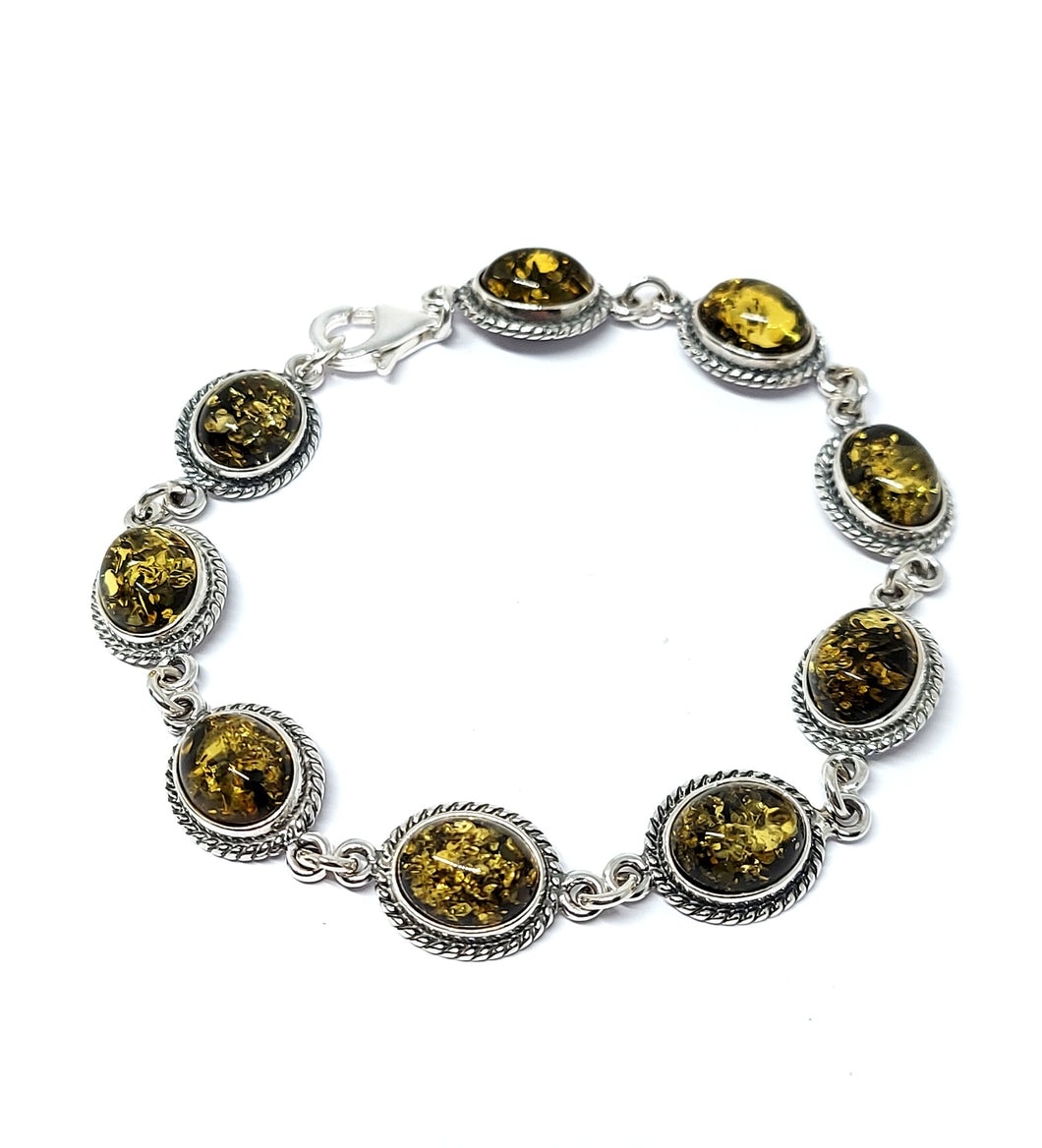 Bracelet with amber and antique pattern (925)