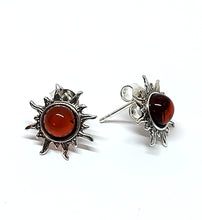 Load image into Gallery viewer, &lt;transcy&gt;Green Amber ear studs 10 mm with smooth edge (925)&lt;/transcy&gt;
