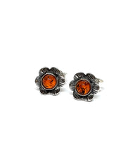 Load image into Gallery viewer, &lt;transcy&gt;Green Amber ear studs 10 mm with smooth edge (925)&lt;/transcy&gt;
