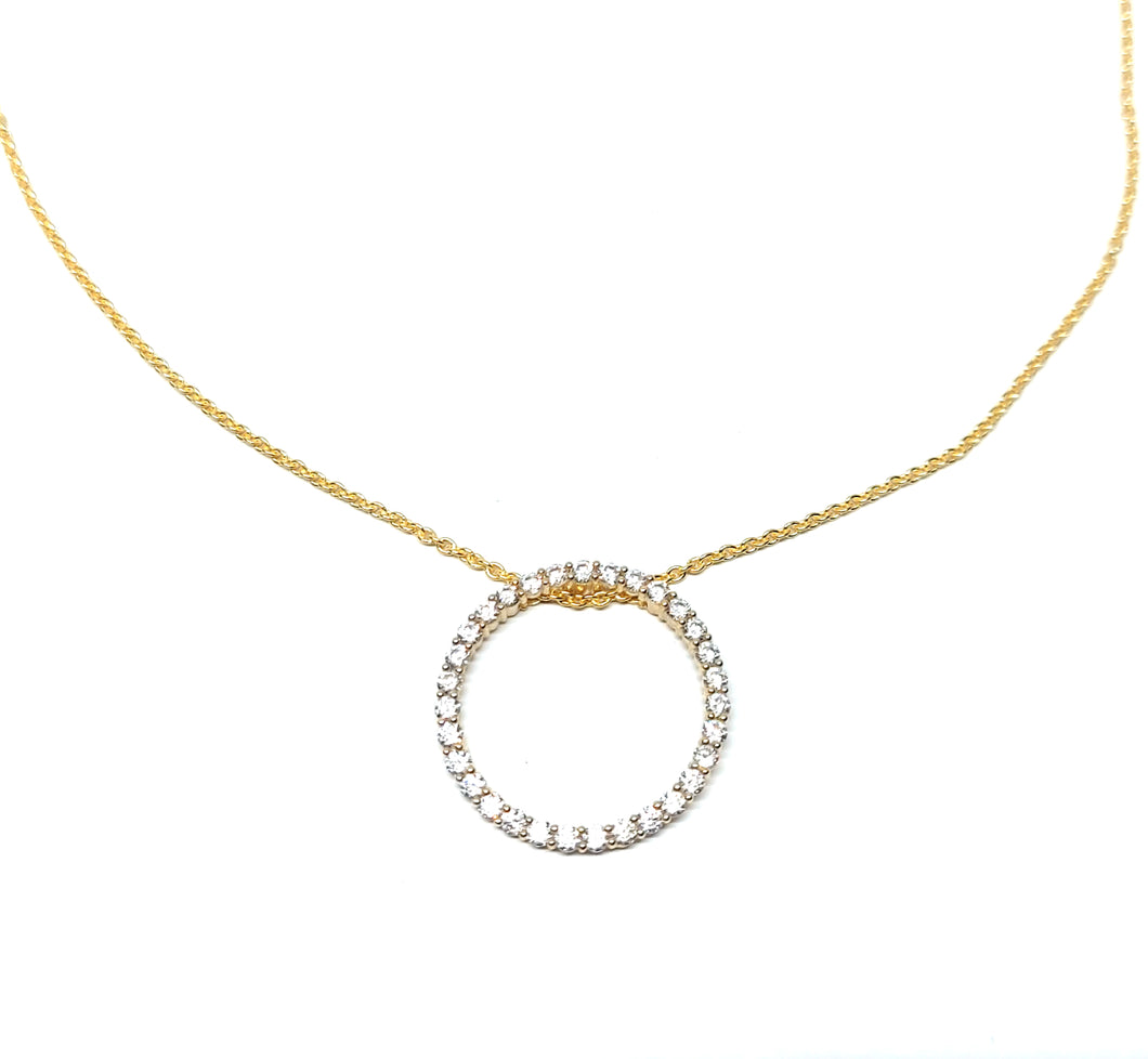 Circle necklace with zirconia in 8 kt. gold (333)