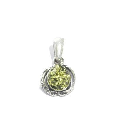 Amber pendant green antique edge (925)