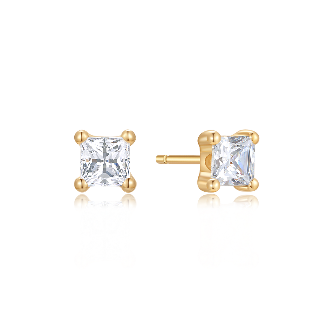 Earrings 14 kt. gold with synth. zirconia (585)