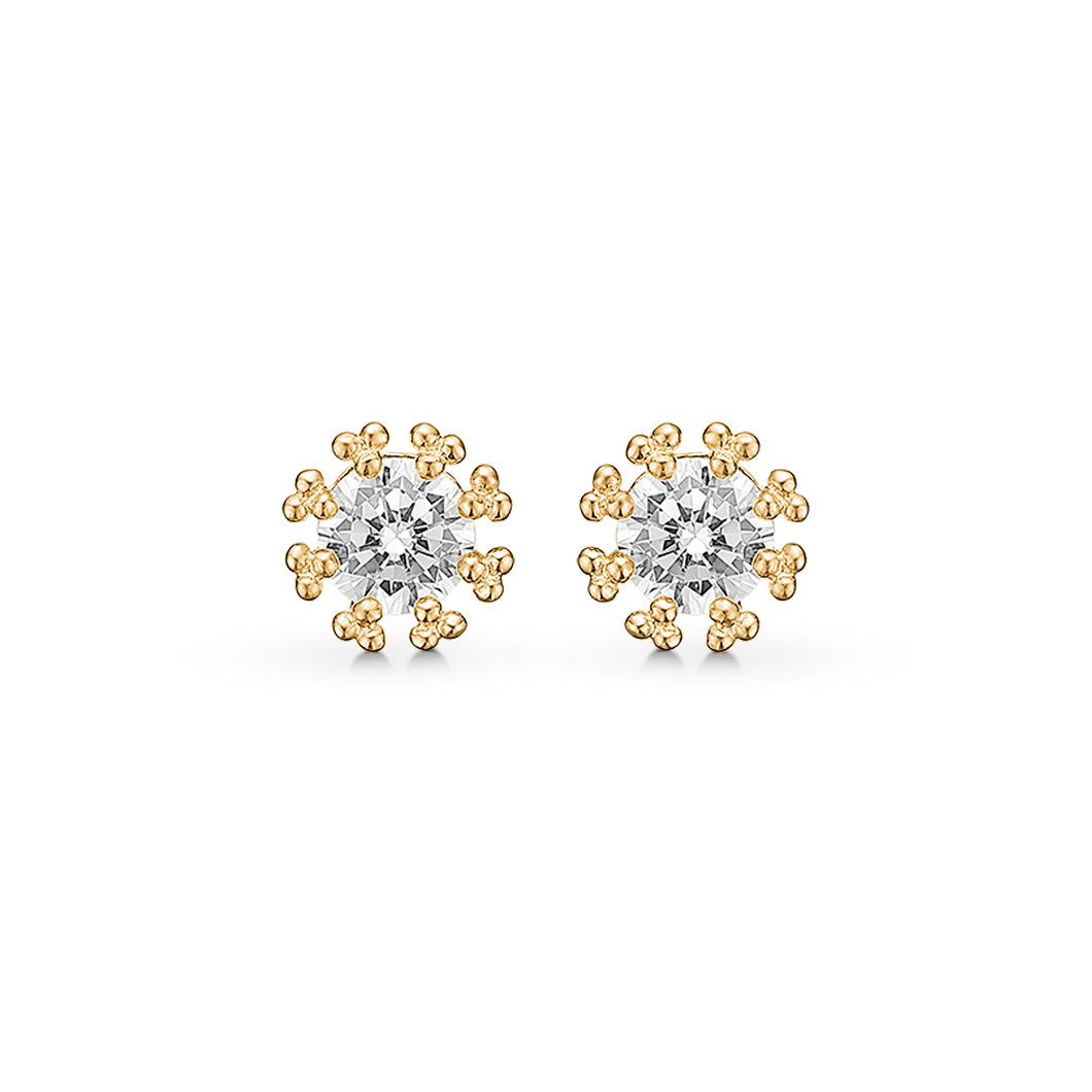 Stud earrings with 4 mm pearl in 8 kt gold (333)