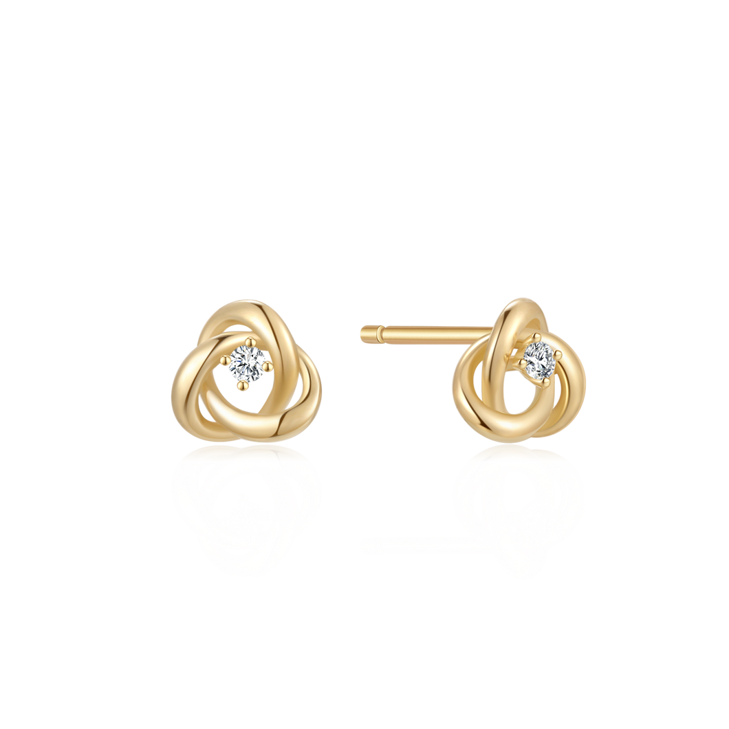 Earrings 14 kt. gold with synth. zirconia (585)