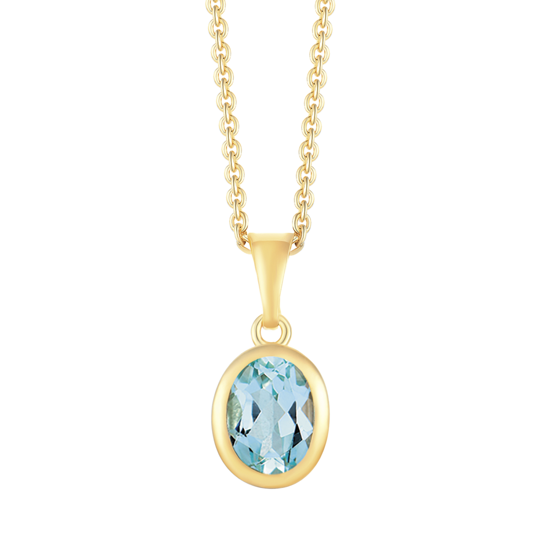 Necklace 8 kt. gold with oval blue topaz (333)