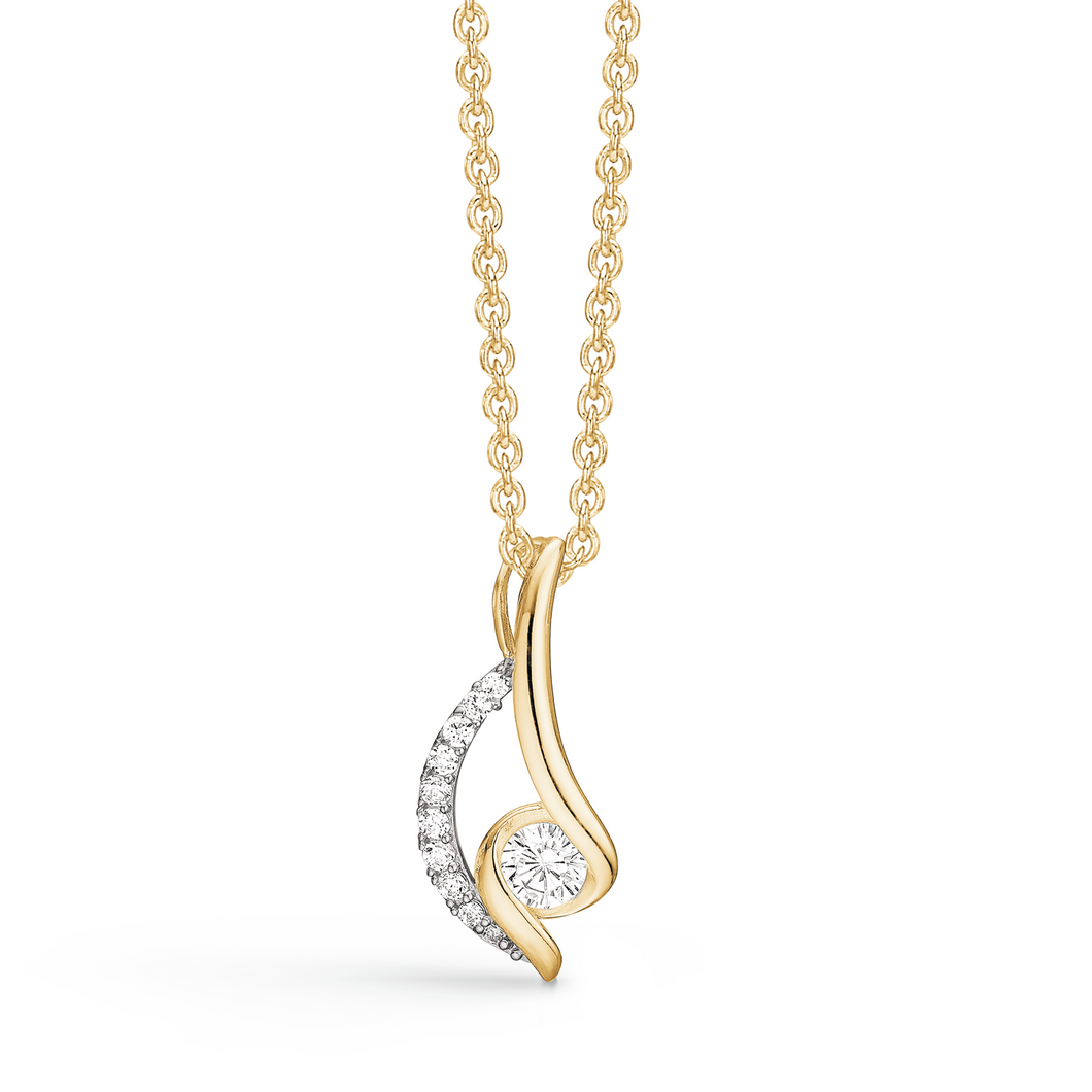 Circle necklace with zirconia in 8 kt. gold (333)