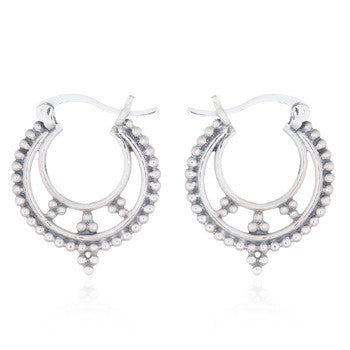 Hoops Antiqued beaded layer cirkel sterlingsølv (925)