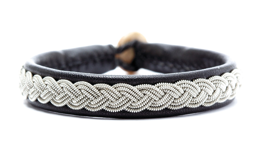 Leather bracelet with steel wire and magnetic clasp