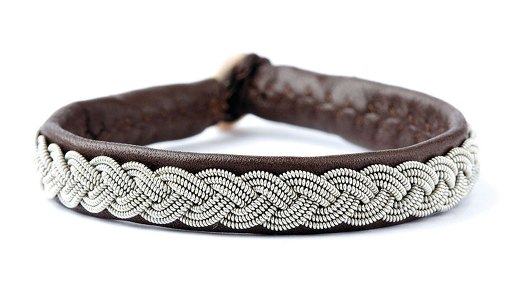 Leather bracelet with steel wire and magnetic clasp