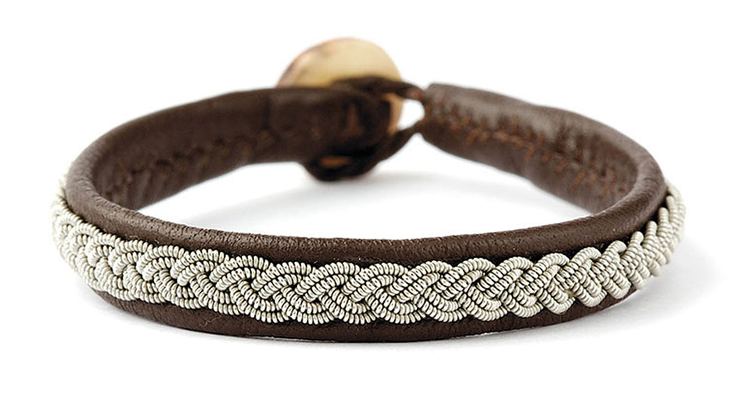 Leather bracelet with steel wire and magnetic clasp