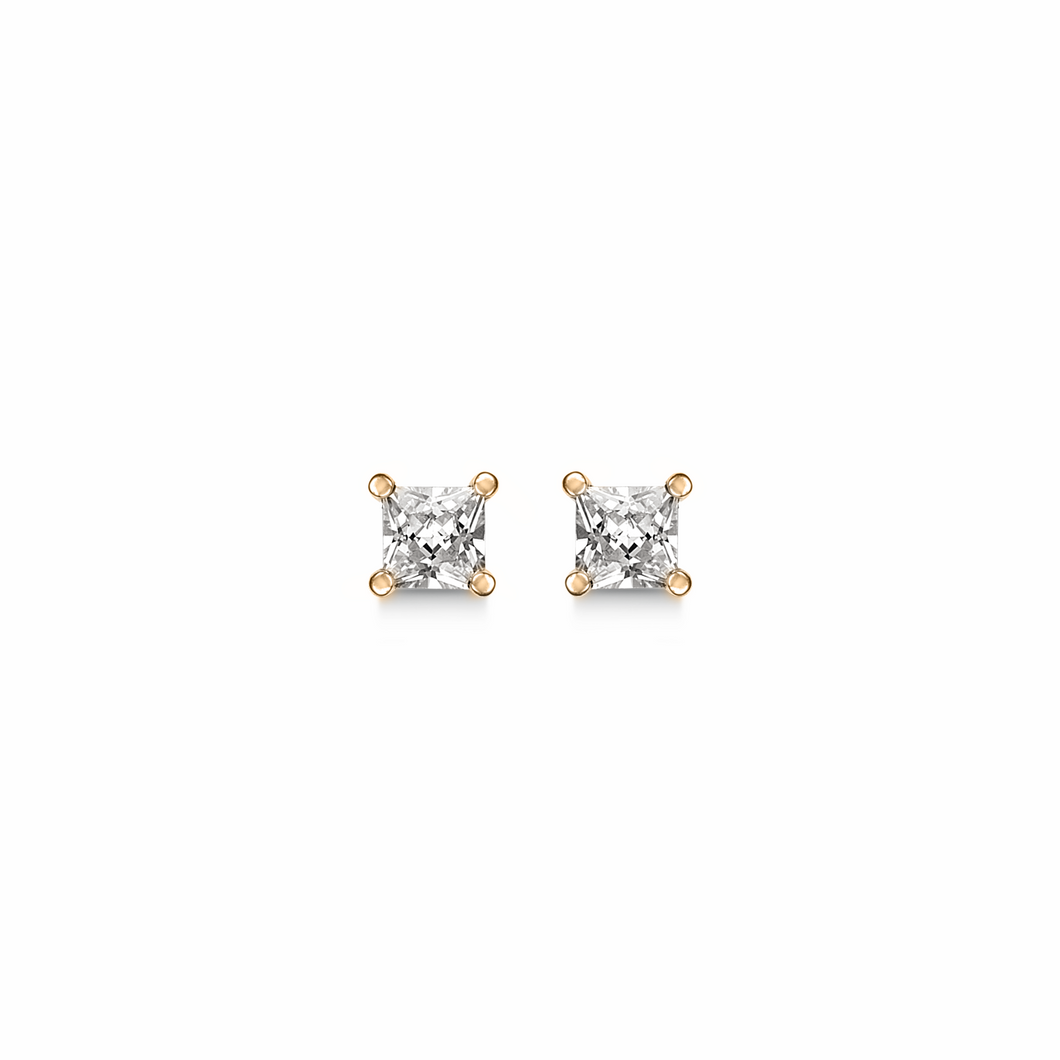 Stud earrings with 3 mm square zirconia (925)