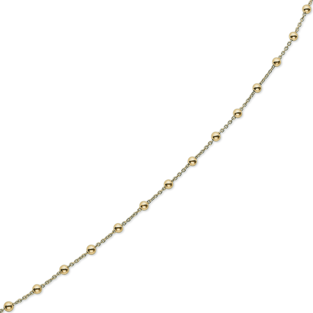 Ankerkæde med kugle led i guldbelagt sterlingsølv (925)