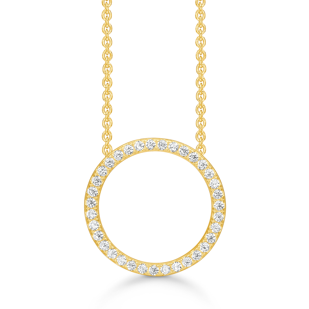 Necklace rhodium-plated circle with synthetic cubic zirconia in the edge (925)