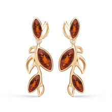 Load image into Gallery viewer, Earrings Amber with Celtic pattern (925)
