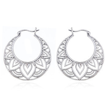 Hoops Floral mandala style sterling silver (925)