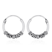 Load image into Gallery viewer, Creoles in 12 mm Bali style in sterling silver (925)
