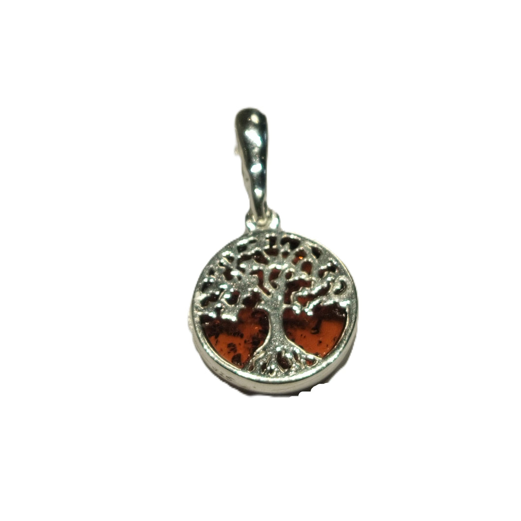 Rav vedhæng med livets træ (925)