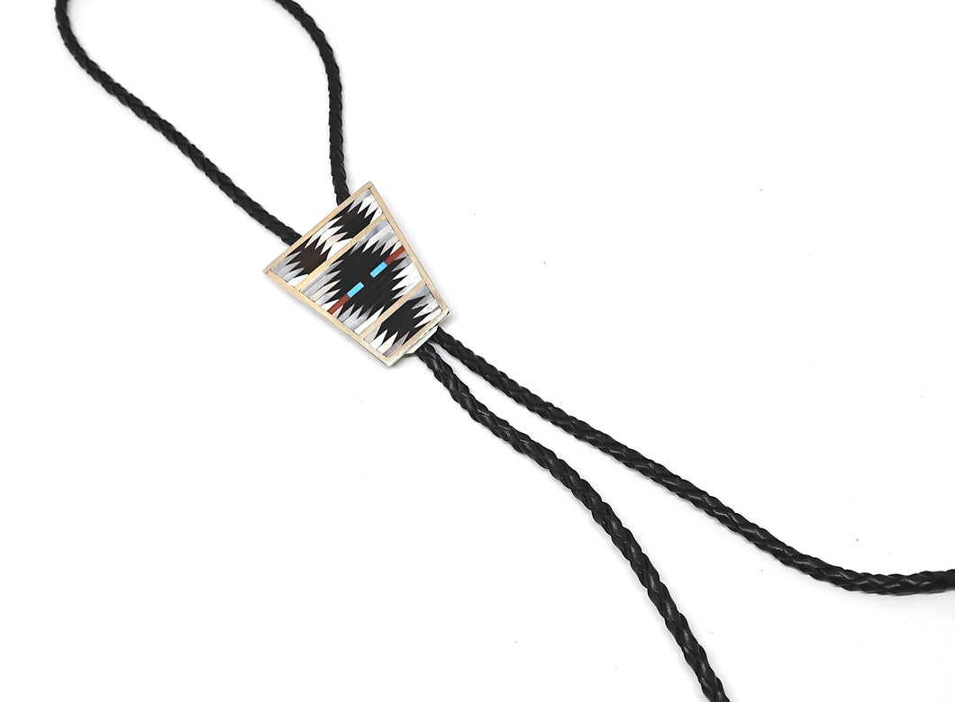 Bolotie Zuni med Inlay i oxyderet sterlingsølv (925)
