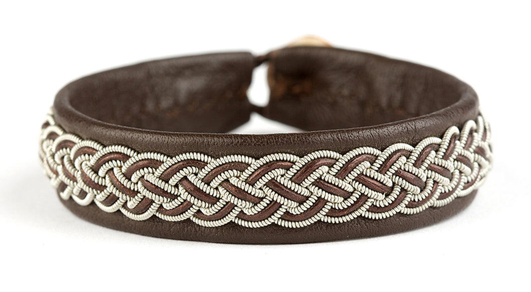 Leather bracelet with steel wire and magnetic clasp