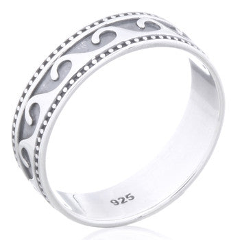 wave ring med i sterlingsølv (925)