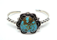 Load image into Gallery viewer, Fixed bangle with turquoise in oxidized sterling silver (925)
