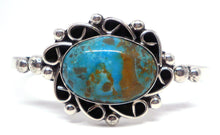 Load image into Gallery viewer, Fixed bangle with turquoise in oxidized sterling silver (925)
