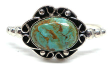 Load image into Gallery viewer, Fixed bangle with turquoise in oxidized sterling silver (925)
