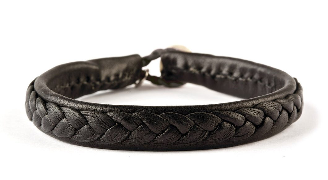 Leather bracelet with steel wire and magnetic clasp