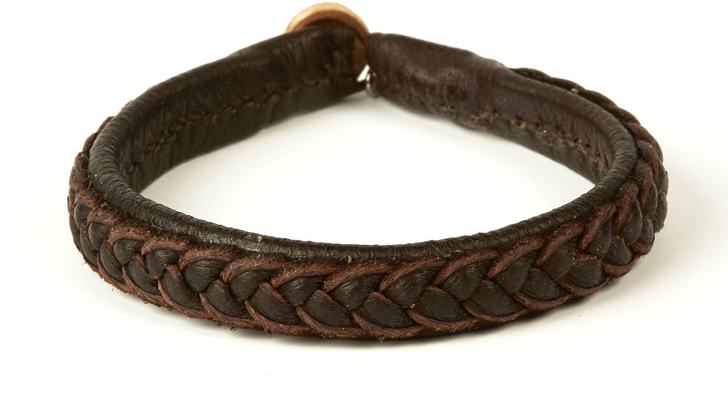 Leather bracelet with steel wire and magnetic clasp