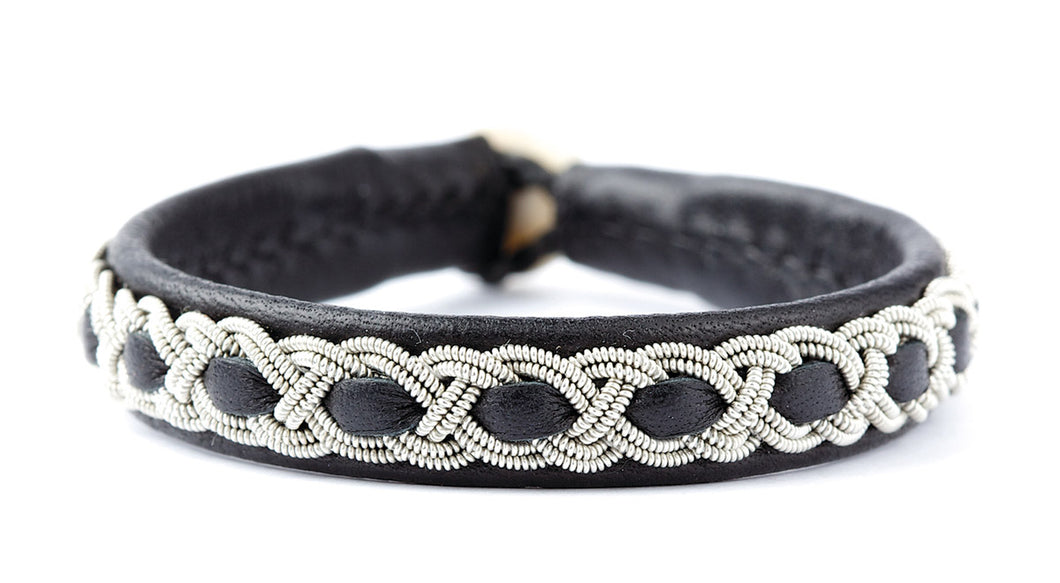 Leather bracelet with steel wire and magnetic clasp