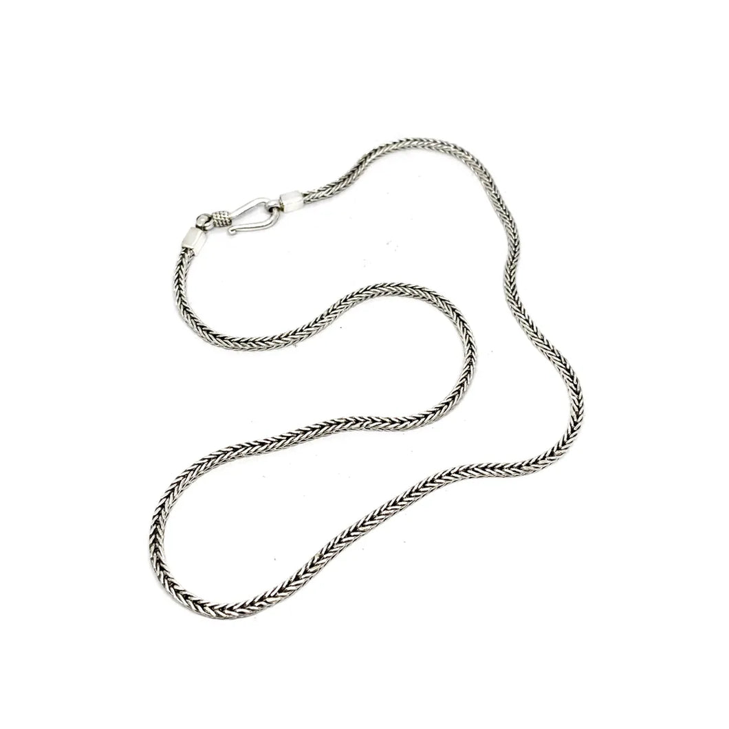 Herringbone 3mm chain with hook clasp, handmade (925)