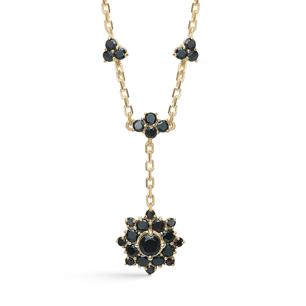 Halskæde roset med rund granat i midten FG (925)