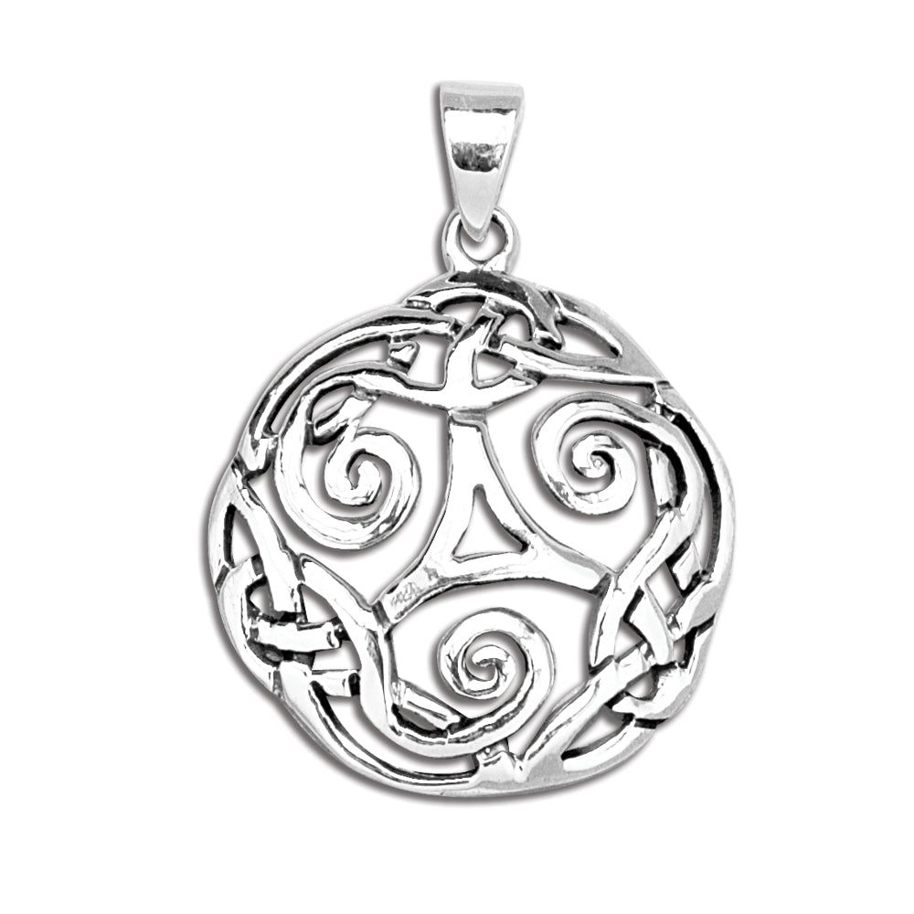 Celtic knot pendant large round in sterling silver (925)