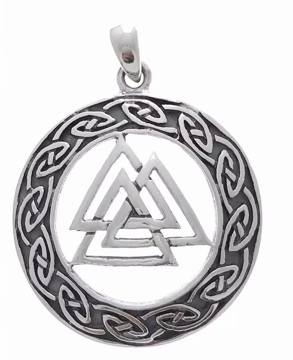 Valknut by with Celtic pattern in sterling silver (925)