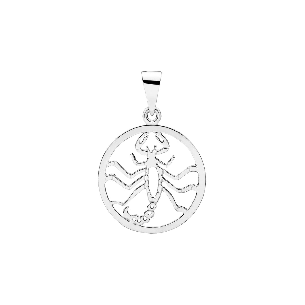 Zodiac sign pendant Scorpio in 20 mm sterling silver (925)