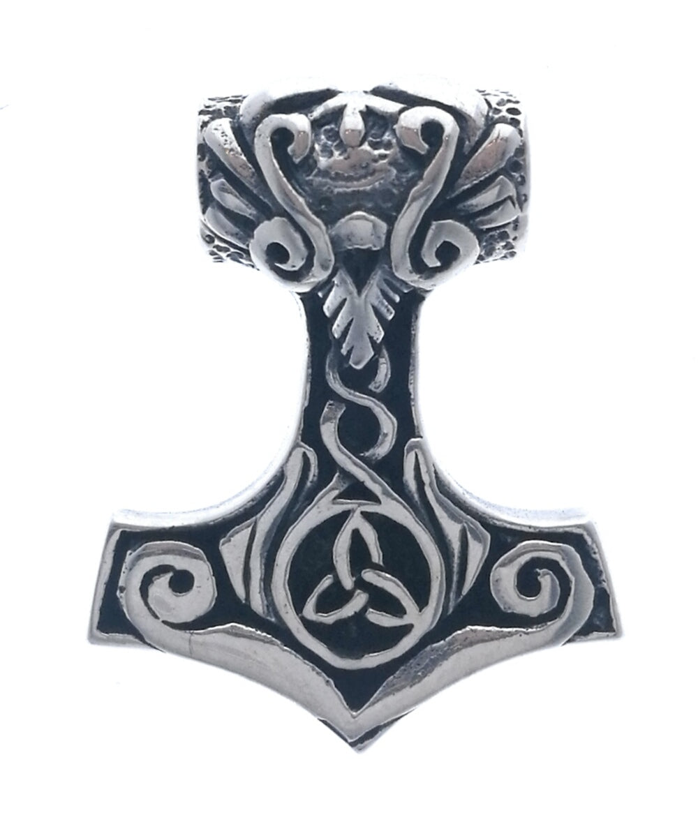 Thor's hammer pendant small with trinity (925)